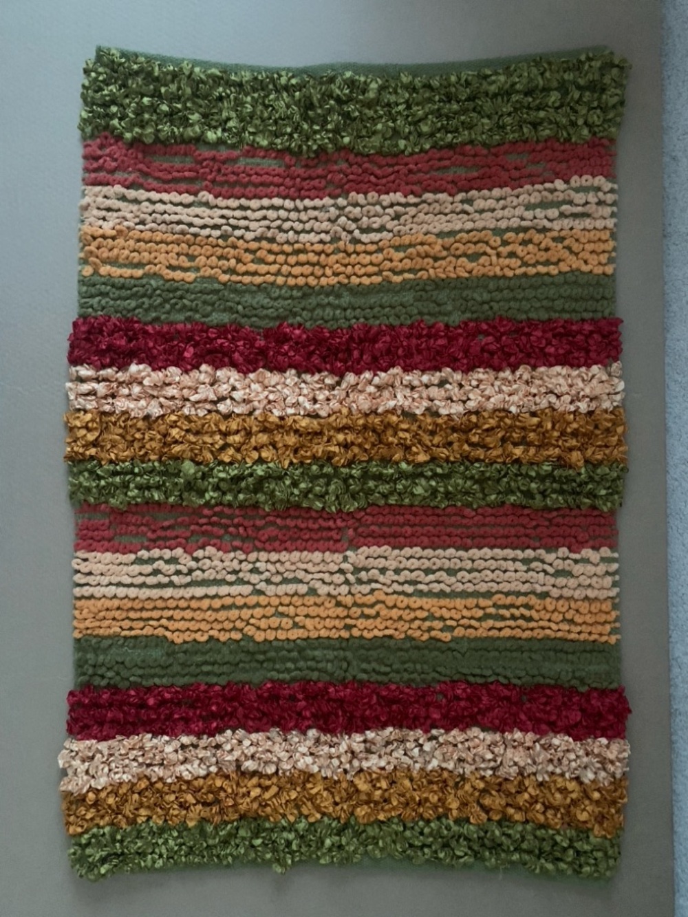 Pier 1 Multistripe Loop Rug in Green, Peach, Coral, and Cream